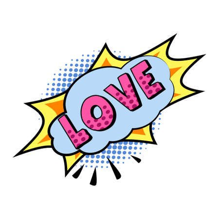 Comic lettering LOVE on white background - Vector illustrationのイラスト素材