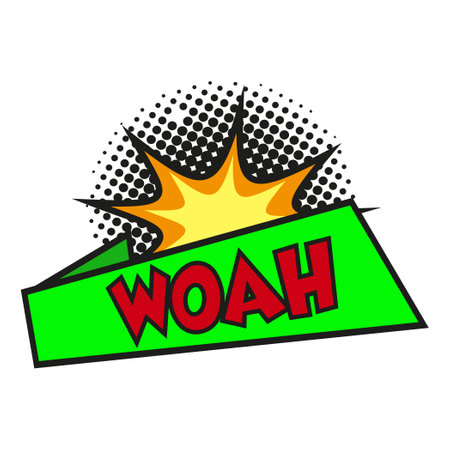 Comic lettering WOAH on white background - Vector illustrationのイラスト素材
