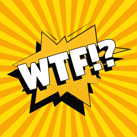 Comic zoom inscription WTF on a colored background - Vector illustrationのイラスト素材