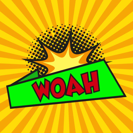 Comic zoom inscription WOAH on a colored background - Vector illustrationのイラスト素材