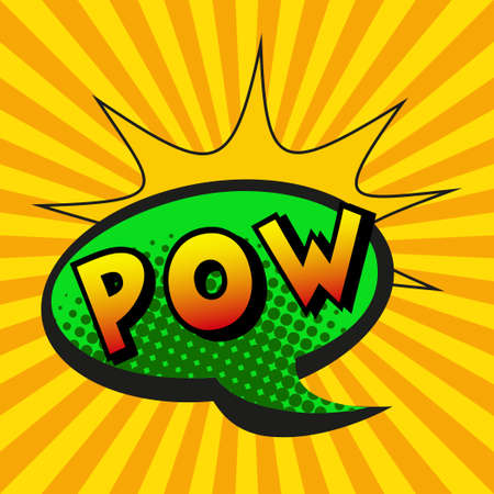 Comic zoom inscription POW on a colored background - Vector illustrationのイラスト素材