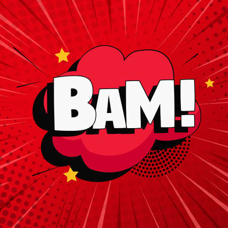 Comic zoom inscription BAM on a colored background - Vector illustrationのイラスト素材