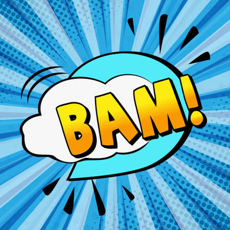 Comic zoom inscription BAM on a colored background - Vector illustrationのイラスト素材