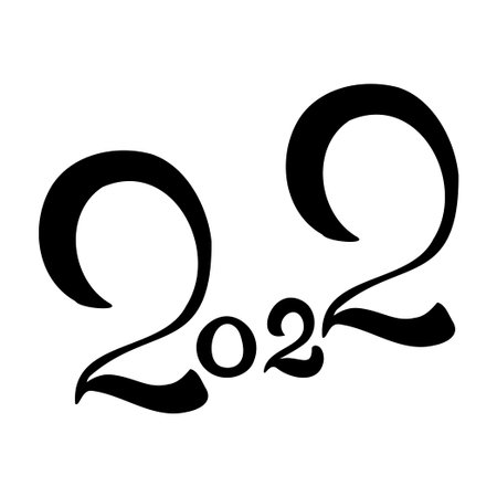 Black numbers 2022 Year of the tiger upcoming New Year holiday - Vector illustration