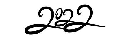 Black numbers 2022 Year of the tiger upcoming New Year holiday - Vector illustrationのイラスト素材