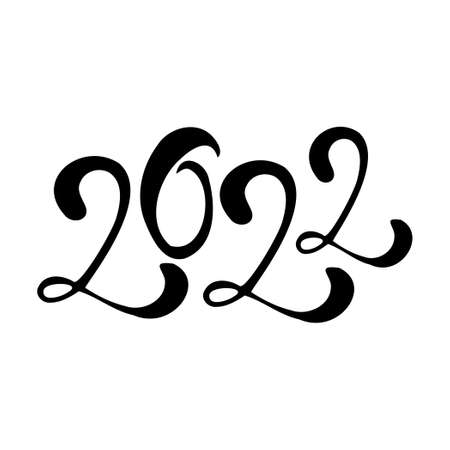 Black numbers 2022 Year of the tiger upcoming New Year holiday - Vector illustrationのイラスト素材