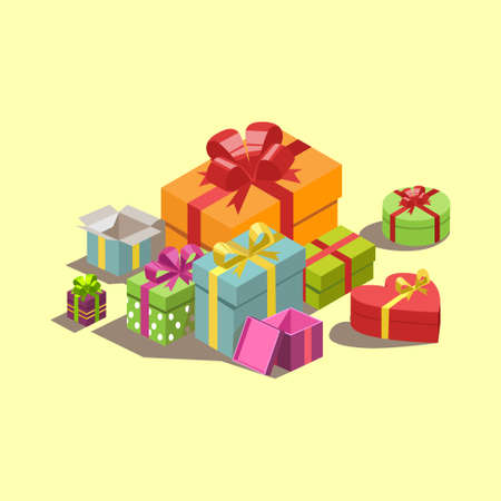 Many different boxes with gifts for the holiday - Vector illustrationのイラスト素材