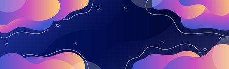Gradient color panoramic background design. Abstract geometric web template with fluid shapes for...
