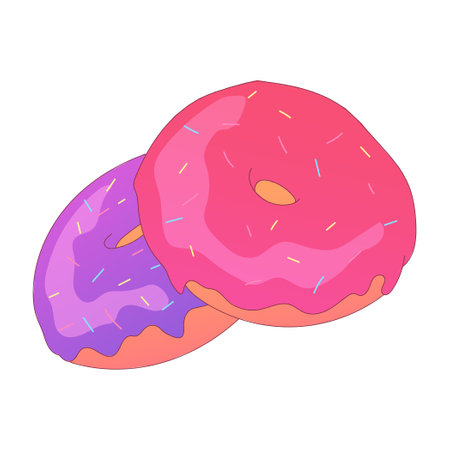Realistic round donut on white background - Vector illustrationのイラスト素材