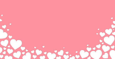 Panoramic pattern pink background with many white hearts with place under the text - Vector illustrationのイラスト素材