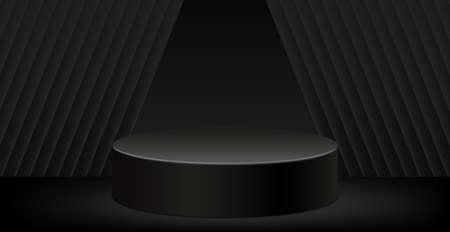 Dark black panoramic abstract pedestal background - Vector illustrationのイラスト素材
