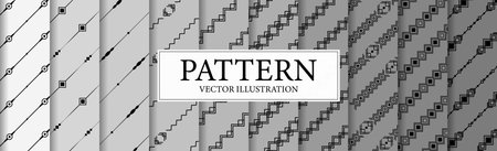 Set of 10 different abstract black and white backgrounds - Vector illustrationのイラスト素材