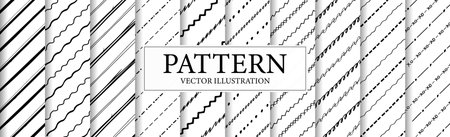 Set of 10 different abstract black and white backgrounds - Vector illustrationのイラスト素材