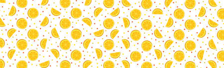 Panoramic pattern web background of rings and orange slices - Vector illustrationのイラスト素材