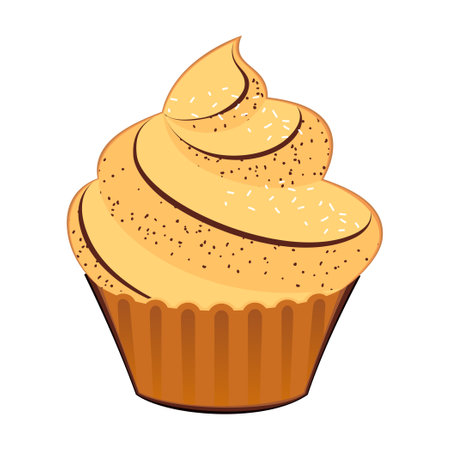 Realistic small cream cakes against white background - Vector illustrationのイラスト素材