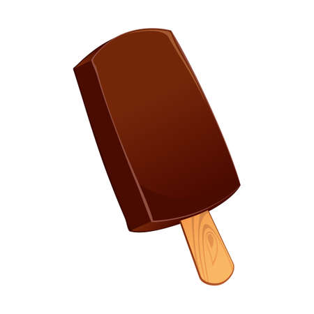 Realistic chocolate ice cream on a stick isolated on white background - Vector illustrationのイラスト素材