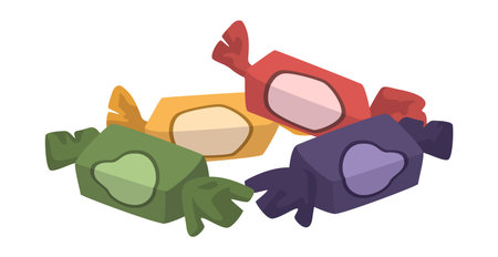 Realistic chocolate candies in colorful wrappers on a white background - Vector illustrationのイラスト素材