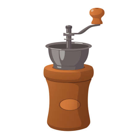 Realistic stylish manual coffee grinder isolated on white background - Vector illustrationのイラスト素材