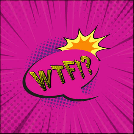 Comic lettering WTF on white background - Vector illustrationのイラスト素材
