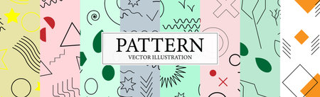 Assembly of seamless patterns, abstract shapes - Vector illustrationのイラスト素材