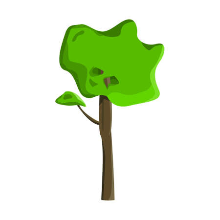 Realistic green oak tree isolated on white background - Vector illustrationのイラスト素材