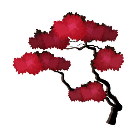 Realistic green sprawling tree isolated on white background - Vector illustrationのイラスト素材