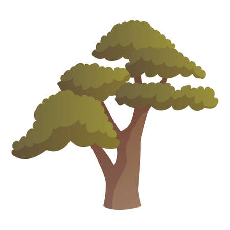 Realistic green oak isolated on white background - Vector illustrationのイラスト素材