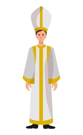 Man in Vatican church uniform, temple attendant - Vector illustrationのイラスト素材