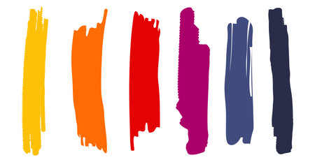 Set of different strokes of colored paint on a white background - Vector illustrationのイラスト素材