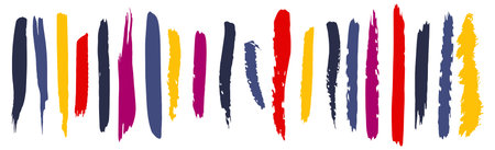 Set of different strokes of colored paint on a white background - Vector illustration