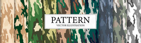 Set of 10 pcs different patterns with military camouflage texture background - Vector illustrationのイラスト素材