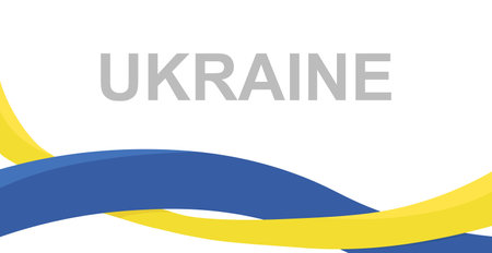 Abstract white panoramic background blue orange line flag of Ukraine - Vector illustrationのイラスト素材