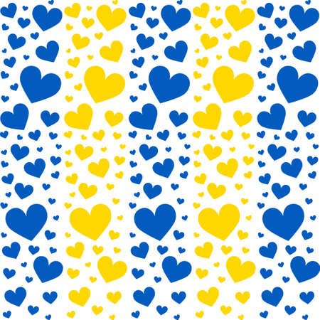 Many hearts painted in the colors of the Ukrainian flag - Vectorのイラスト素材