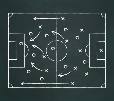 Dark board background with football tactics - Vector illustrationのイラスト素材