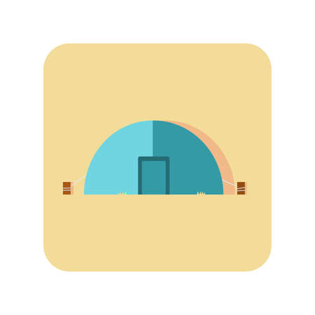 Abstract button icon tourist tent on white background - Vector illustrationのイラスト素材