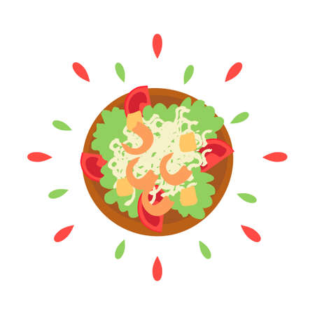 Abstract icon juicy spaghetti with shrimp with splashes isolated on white background - Vector illustrationのイラスト素材