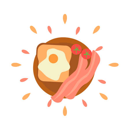 Abstract juicy bacon sandwich icon isolated on white background - Vector illustrationのイラスト素材