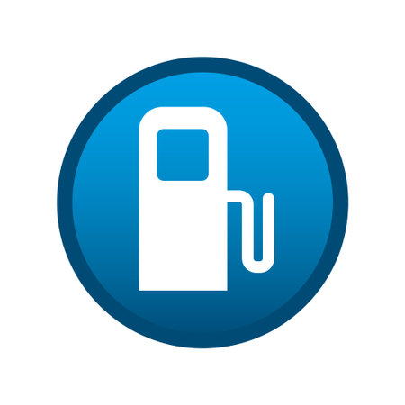 Gas station round media icon on white background - Vector illustrationのイラスト素材