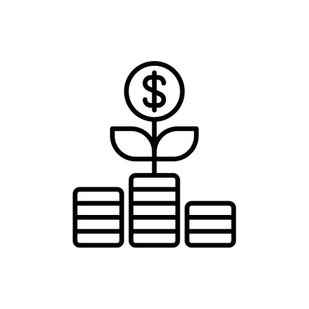 Thin line financial growth icon on white background - Vector illustrationのイラスト素材