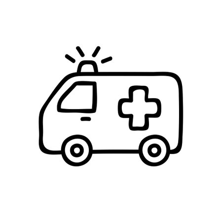 Thin line medical vehicle icon isolated on white background - Vector illustrationのイラスト素材
