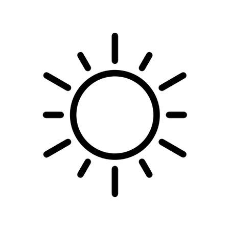 Thin line sun icon on white background - Vector illustrationのイラスト素材