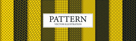 Panoramic patterns 8 pcs set black yellow - Vector illustrationのイラスト素材