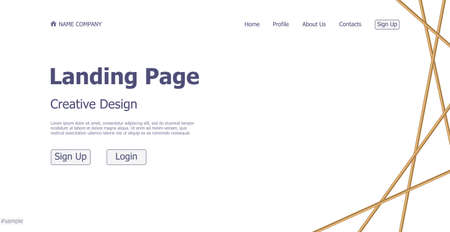 Home page landing white web template gold lines landing page digital website landing page design concept - Vector illustrationのイラスト素材