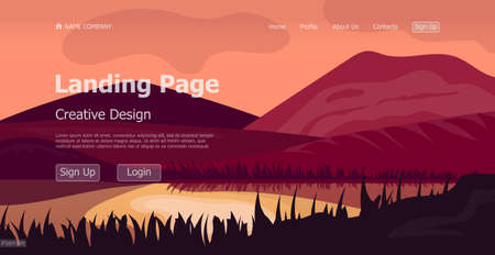 Home landing page travel nature template landing business page digital website landing page design concept - Vector illustrationのイラスト素材