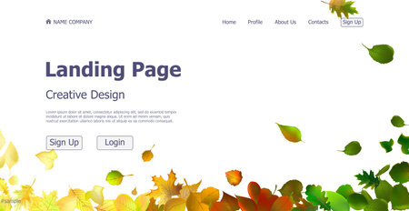 Design concept autumn leaves landing page website - Vector illustrationのイラスト素材