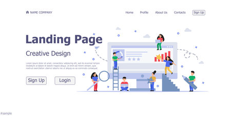 Website landing page business concept design concept - Vector illustrationのイラスト素材