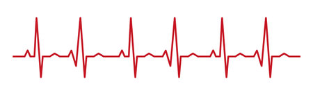 Heart pulse - curved red line on white background, medical tests - Vector illustration