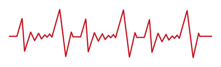 Heart pulse - curved red line on white background, medical tests - Vector illustration