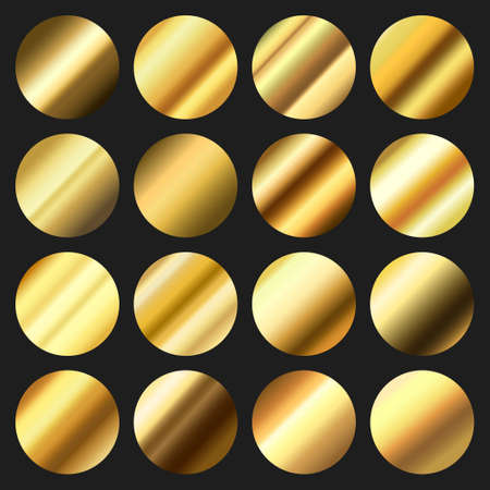 Set 16 pcs. golden metallic backgrounds with highlights - Vector illustrationのイラスト素材