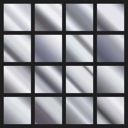 Set of 16 pcs. aluminum background texture - Vector illustrationのイラスト素材